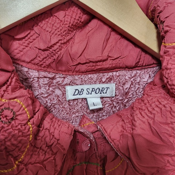 DB Sport Women's Textured Burnout Jacket Red Button Front Size L - Picture 2 of 6